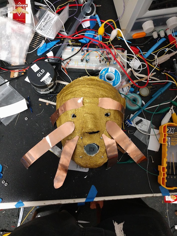 Circuit and exposed wiring on CrackleMask Rev. 1